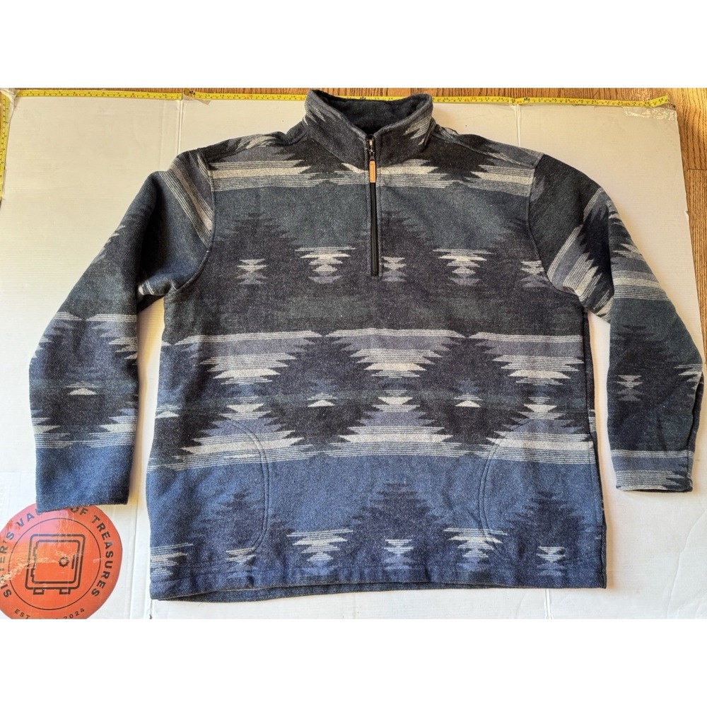 Victory‎ Outfitters Pullover Mens 2XL Wool Blend Aztec Print Quarter Zip Sweater